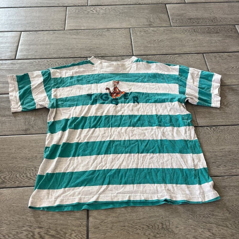 Vintage Tigger Stripped Green White Tshirt Size Small Medium (028)